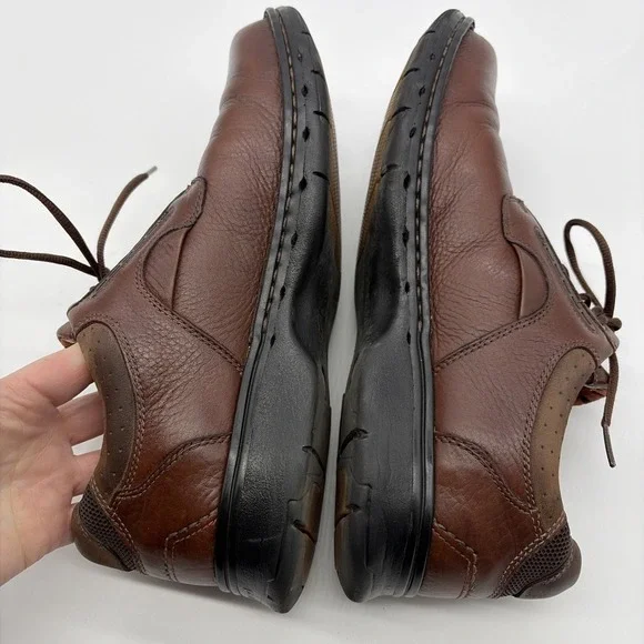Mens Clarks Unstructured Brown Leather Shoes Oxford Casual Size 10.5 M - Picture 6 of 7